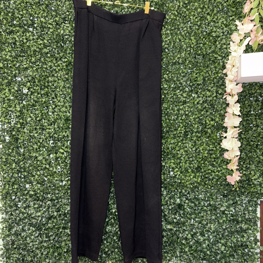 St. John Basics Knit DARK Navy Blue Wide Leg Pants Size 10